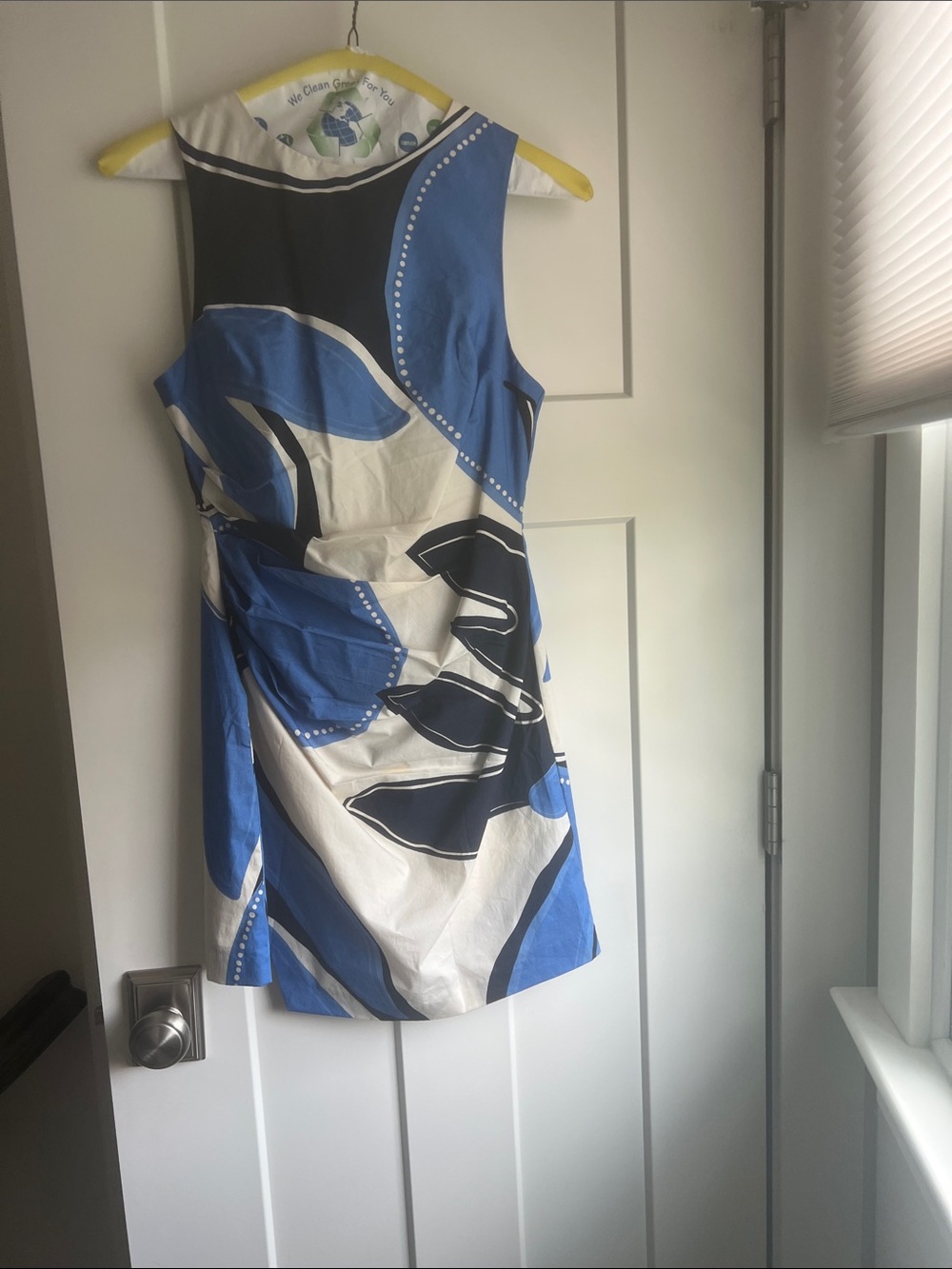 Sleeveless Blue & White Floral-Print Mini Dress